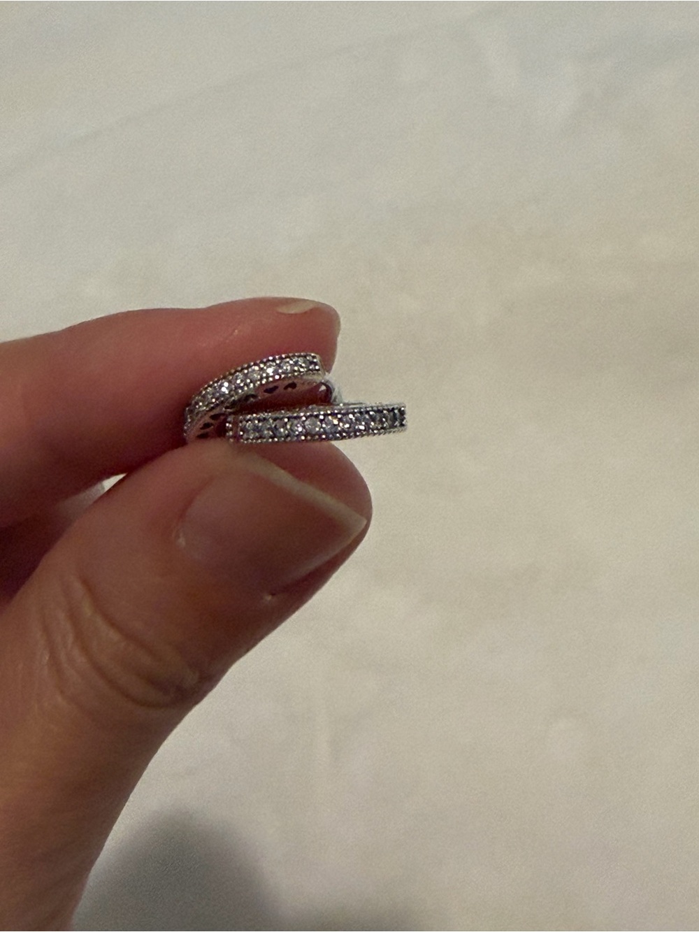 Sterling Silver Pave Hoop Earrings - Sparkling Clear Stones